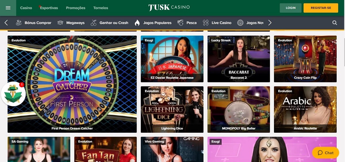 tusk casino live games